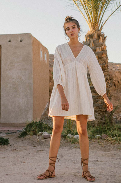 ALMA Mini Dress - soft white cotton