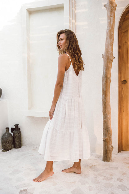 SOLANA Midi Dress - white cotton