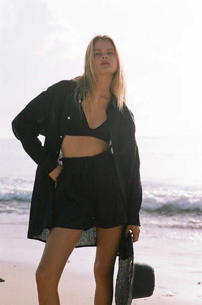 SUMMER Shirt Dress - black linen