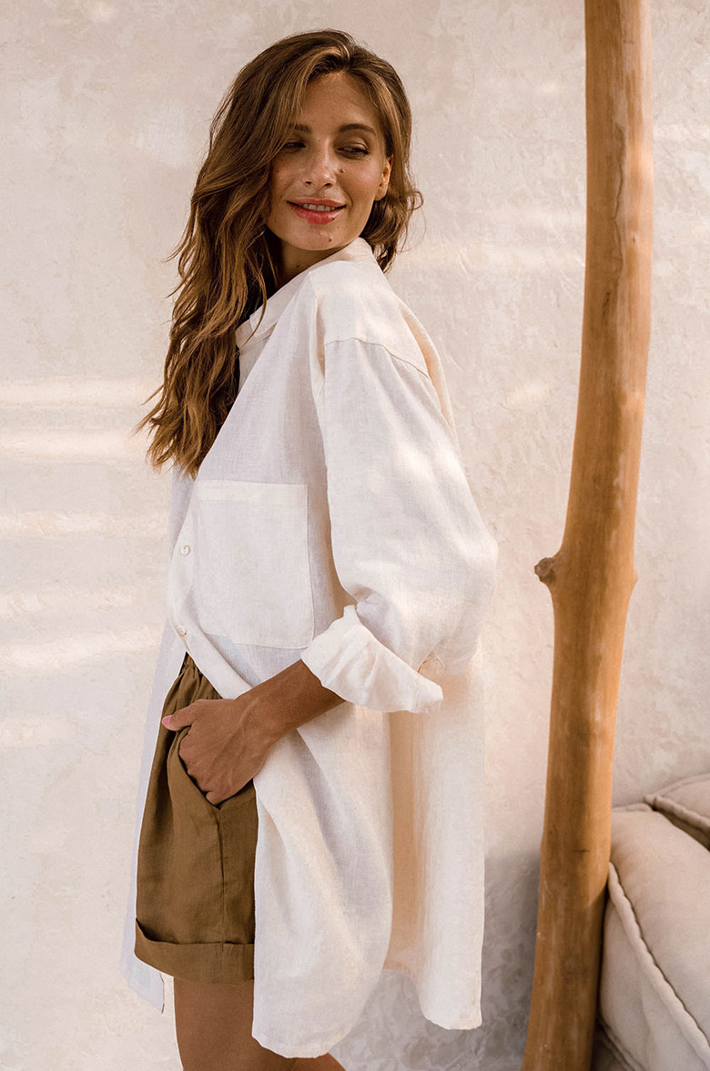 SUMMER Shirt Dress - coconut linen